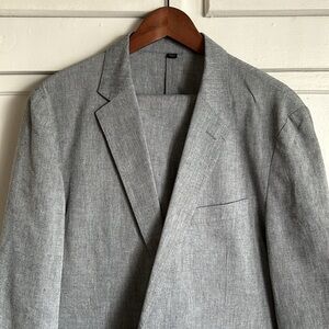 J. Crew Ludlow Unlined Cotton Linen Slubby Grey 42R Suit Somelos Fabric
